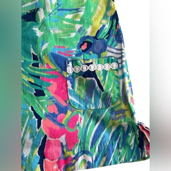 Lilly Pulitzer Girls Size 4 Tropical Print Shift Dress With Embellished Details - Picture 3 of 7